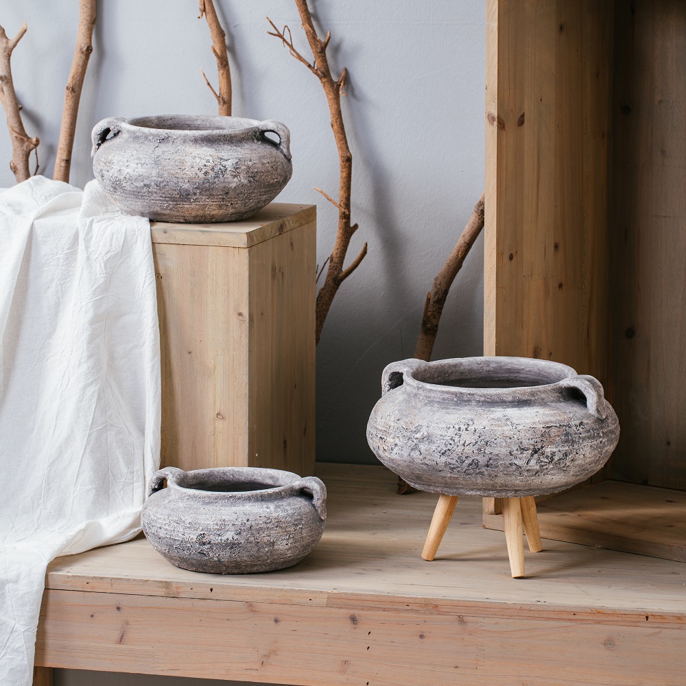 Natural pastoral garden antique with decal cement flowerpot with ear manufacturer flower pot