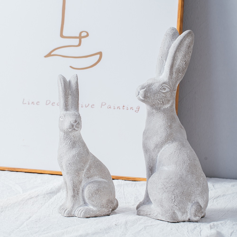 animal shape decoration ornaments Cute rabbit design matte cement home decor 