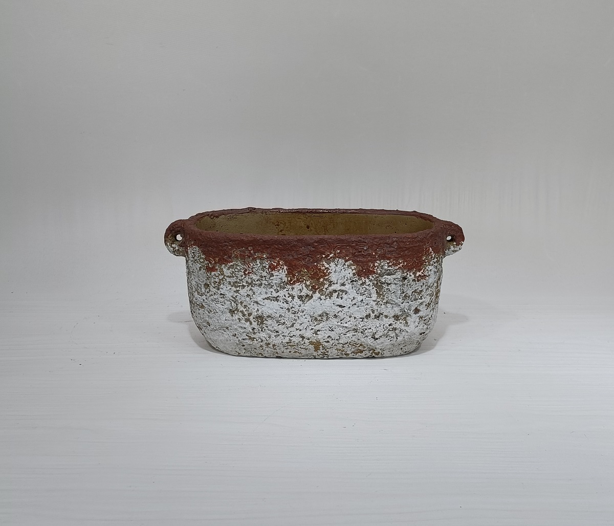 Retro style outdoor decor terracotta plant pot cement bonsai flowerpot concrete flower pot with handle