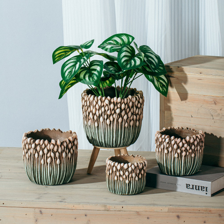High quality balcony decor cactus succulent potted plant green color cement flower pots for plants