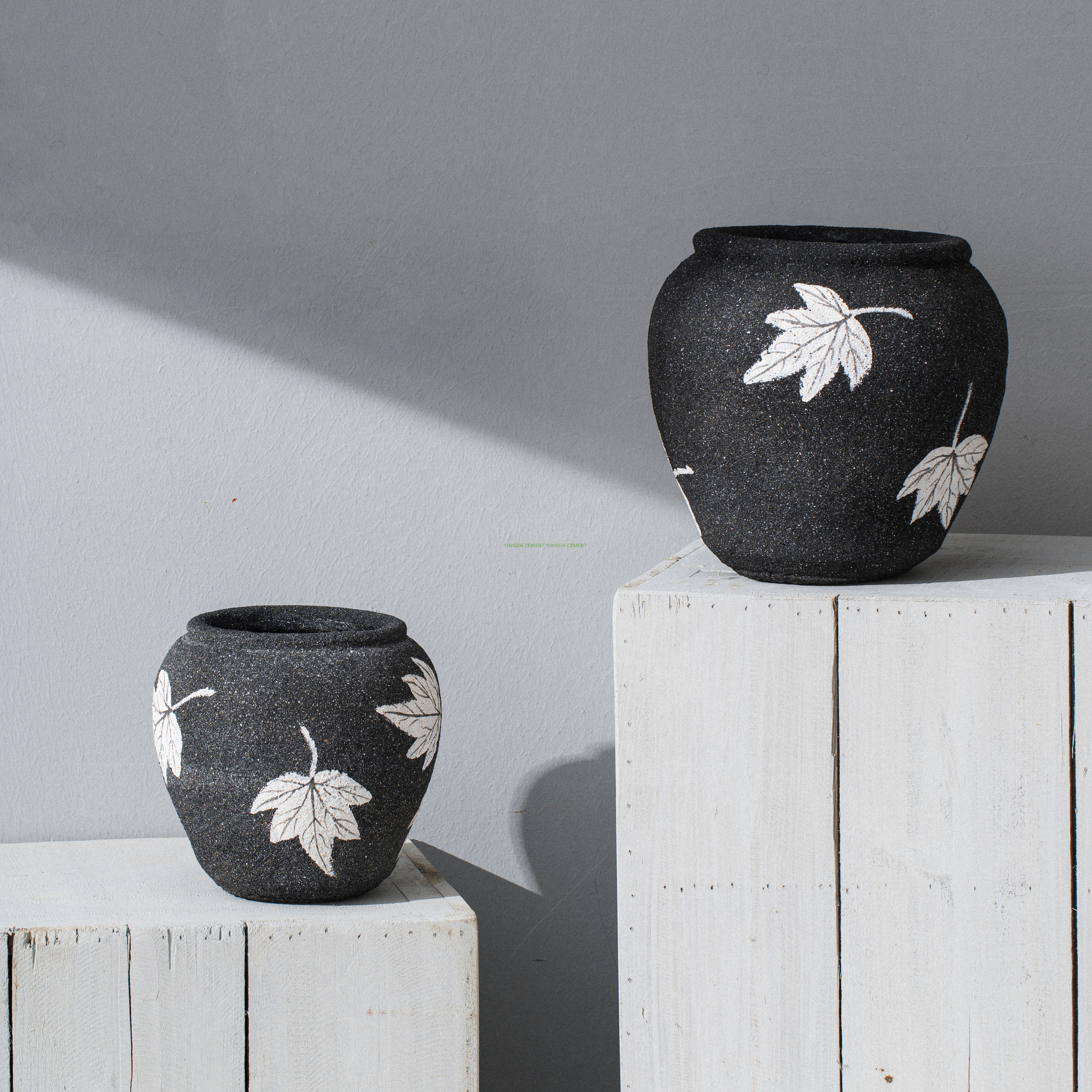 Factory Direct Nordic Creative Vertical Stripe Cement Pot Succulent Plant Small Pot Pot Green Plant Table Flower Home Decoration