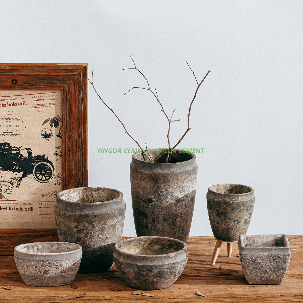  Decal Design Bulk Bonsai Pot Cement Flower Pots Planter for Home Garden Decor