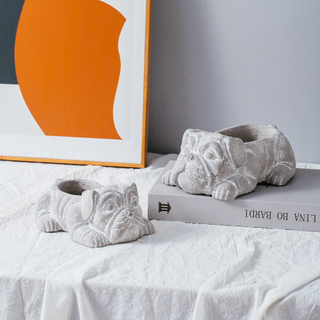 animal shape cement flower pot cute dog design cement planter