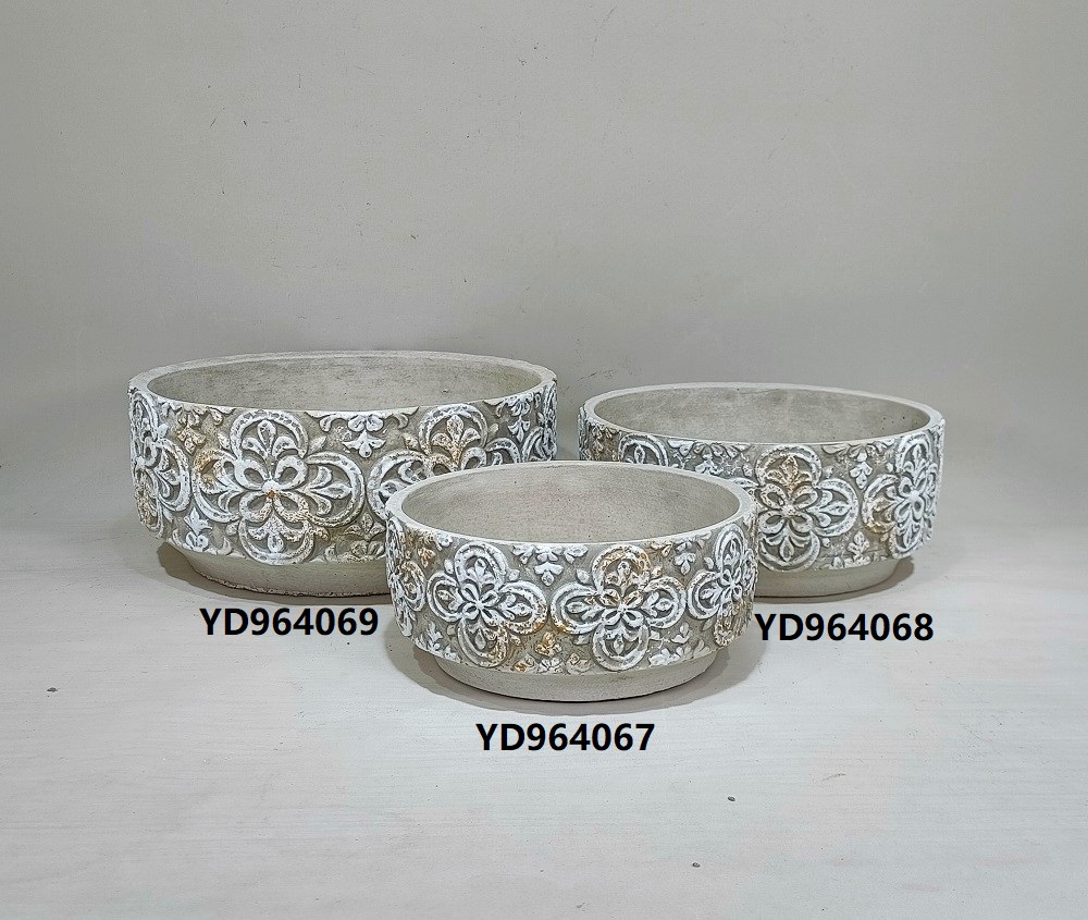 cement garden pot antique embossed home decoration flower pots & planters