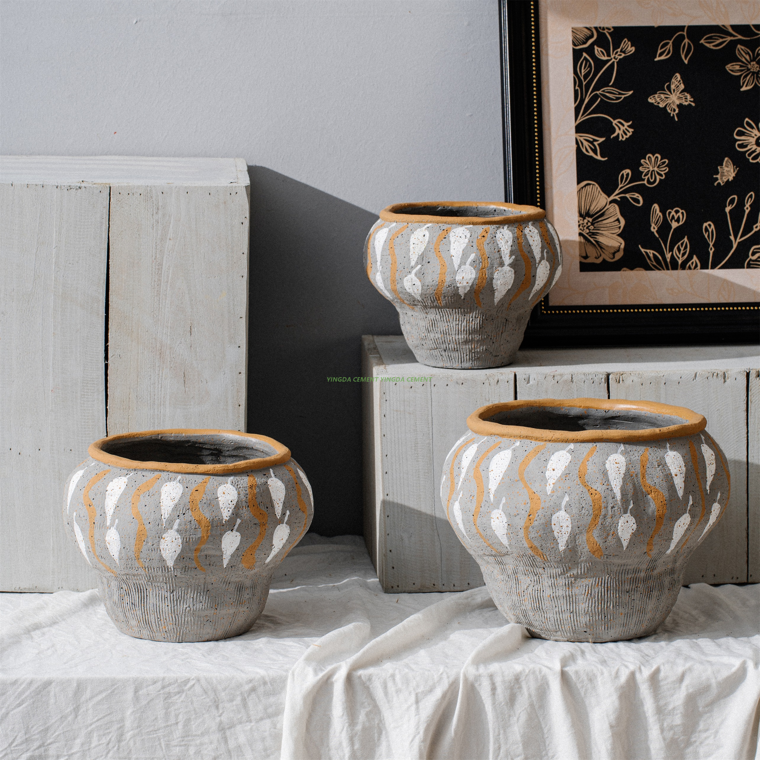 Wholesale Hand Paint Ins Nordic Flowerpots Simple Cement Pot Tiny Succulent Pots