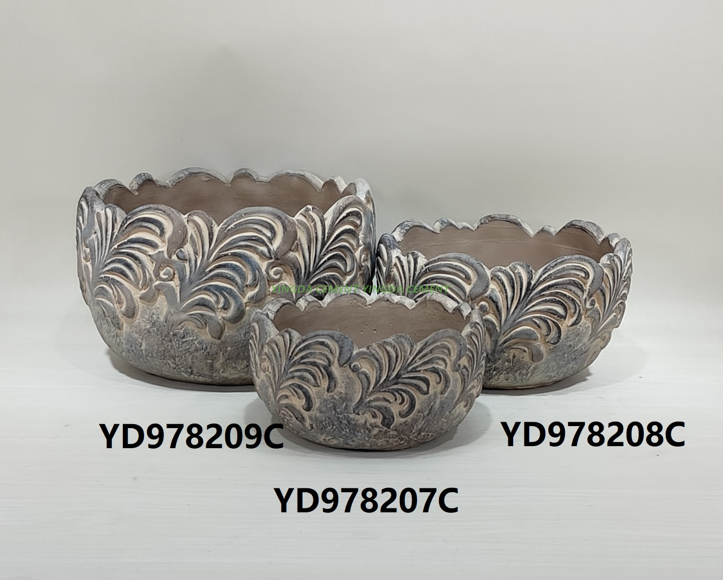 cement decorative indoor desk flower pots cactus succulent plant pot with pattern