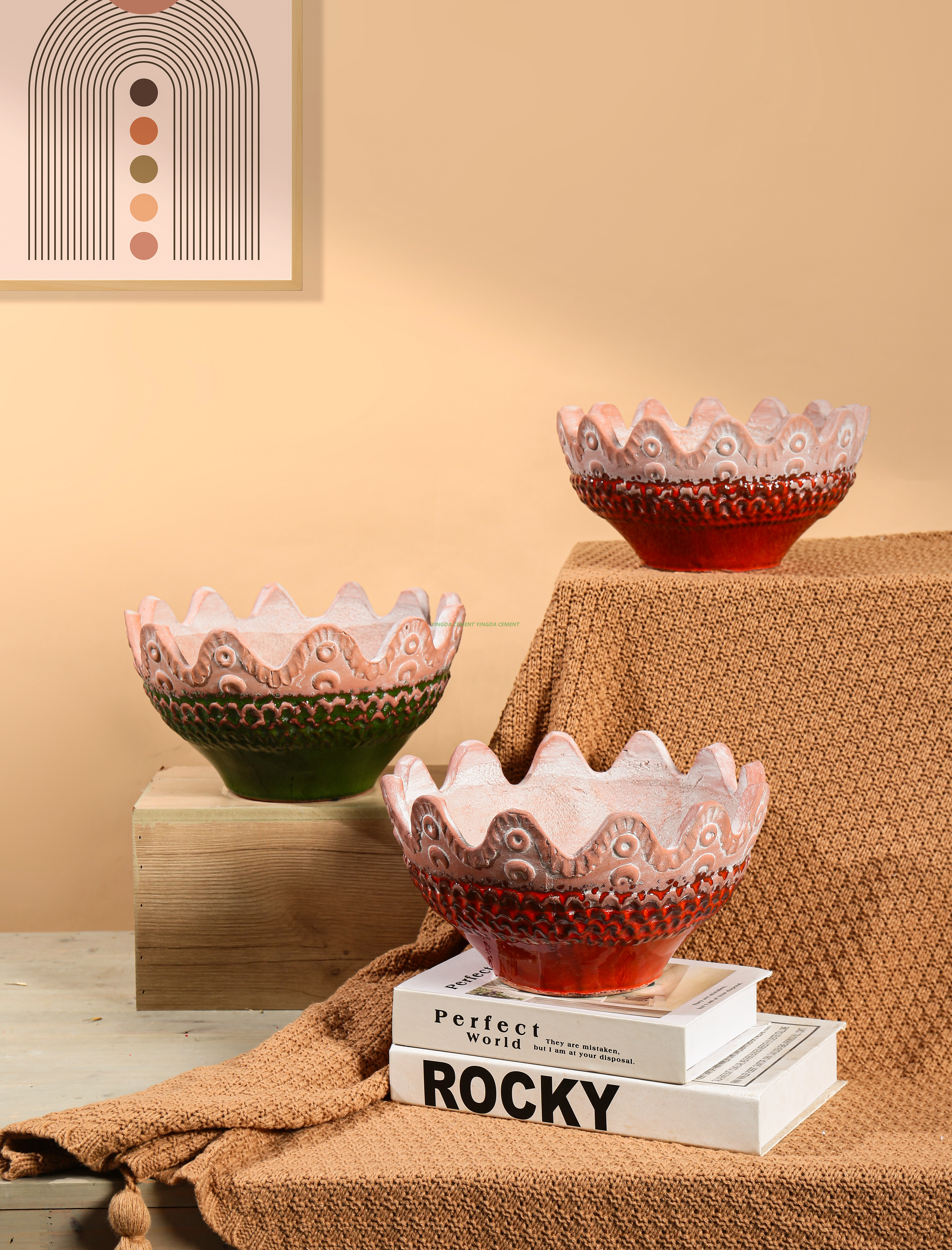  Ceramic Flower Pot for Indoor Garden Simple Design Green Aloe Fleshy Green Plant Home Nursery Use