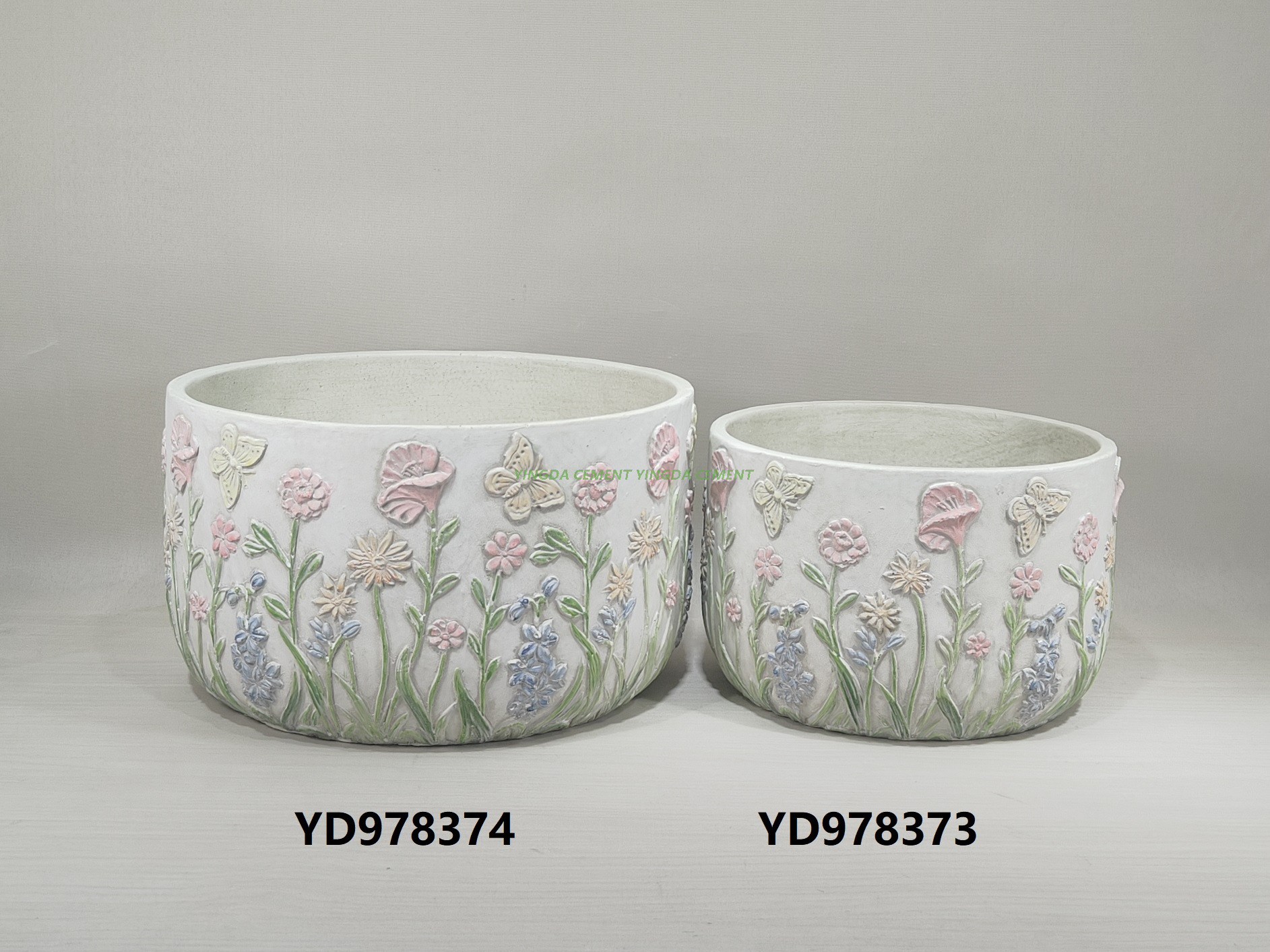 New Design European Style Popular Indoor and Outdoor Cylindrical Cement Flower Pot