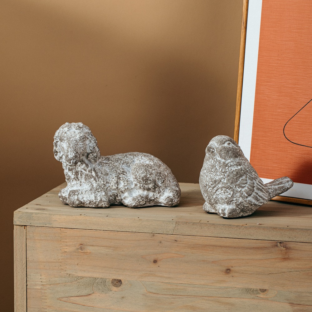 New product handmade animal shape tabletop decorative ornament art craft cement home decoration