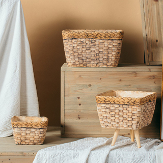 High quality garden decoration bamboo weaving design planters pots indoor home desktop cement flower pot