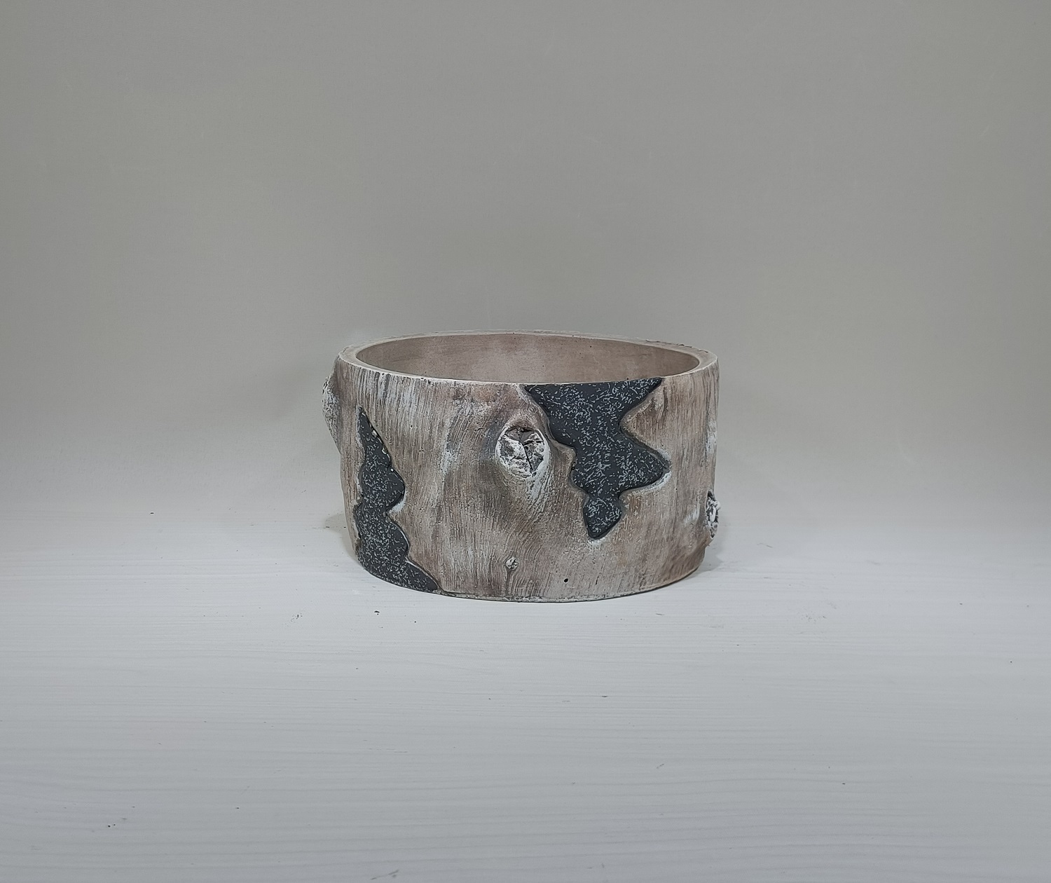 Pastoral handmade decoration tree design wholesale plant pots cement flower pot for garden