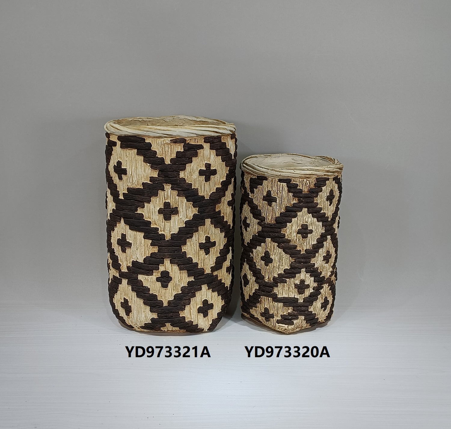 Unique bamboo weaving design cheap vases home decor concrete cement flower vase in bulk