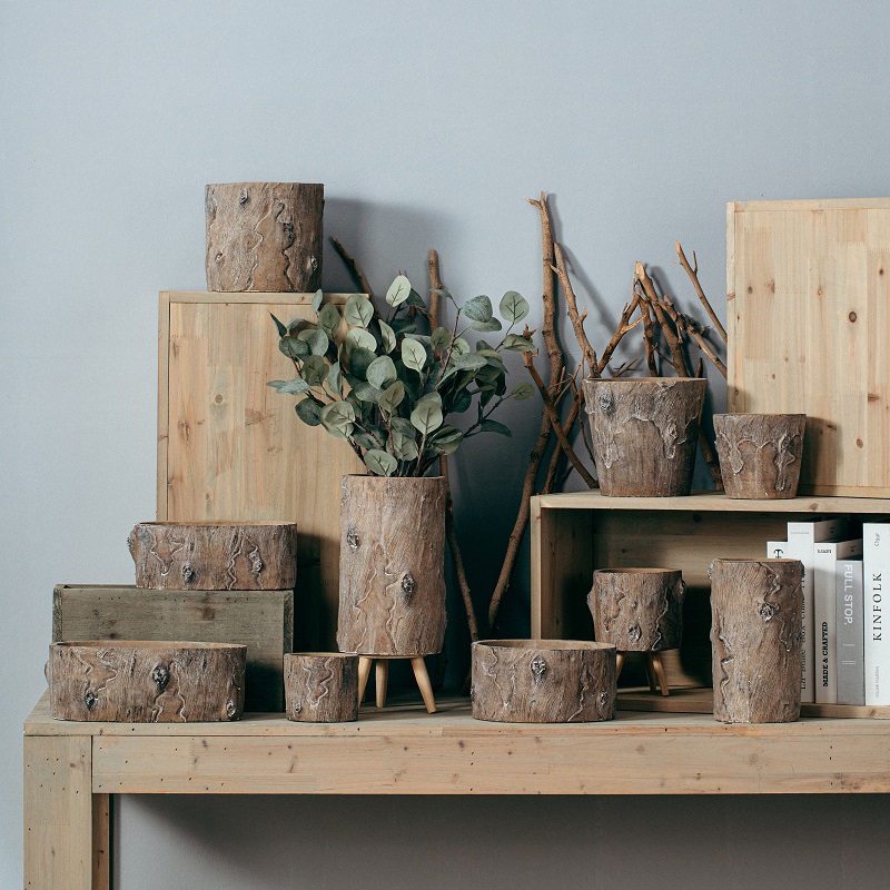 Wholesale price vintage style outdoor plant pot cement especial yard decoration concrete flower pot