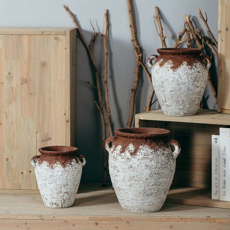High quality customizable size coarse florero terracotta pot jar rustic vintage large floor flower vase