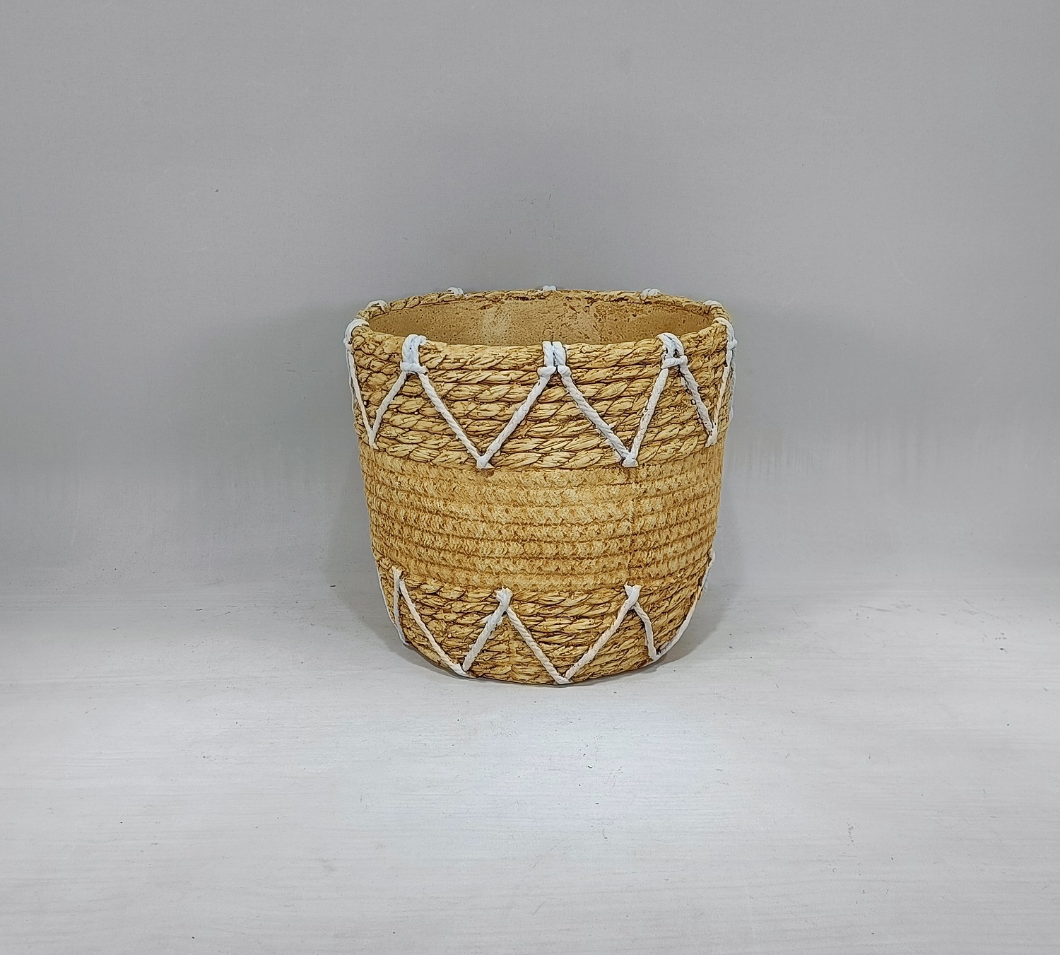 New style bamboo weaving design decoration flower planter pot cheap cement plant pots