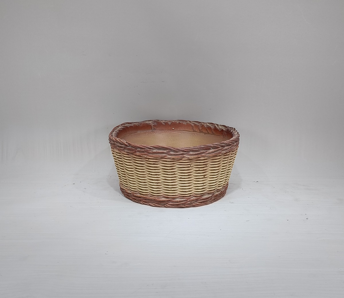 Modern woven basket design decoration succulent planter cement flower pot garden cement bonsai pot