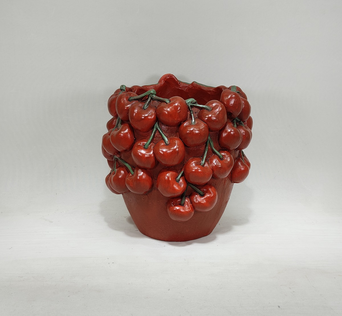 high quality fruits design cherry cement pot for home decor