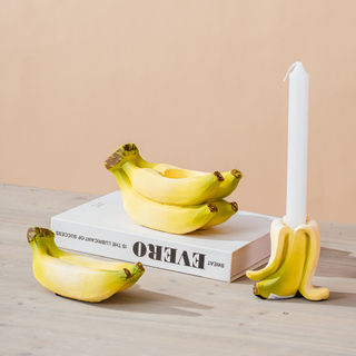  Embossed modern cement candle holder fruits design Banana shape candle holder