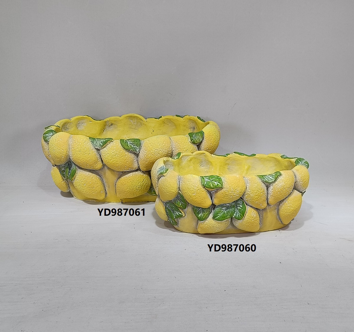 Popular oval cement garden pot fruits design strawberry lemon cement pot for home decor