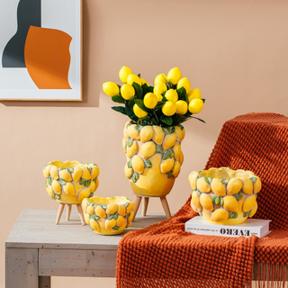 New item cement garden pot fruits design strawberry lemon cement pot for home decor