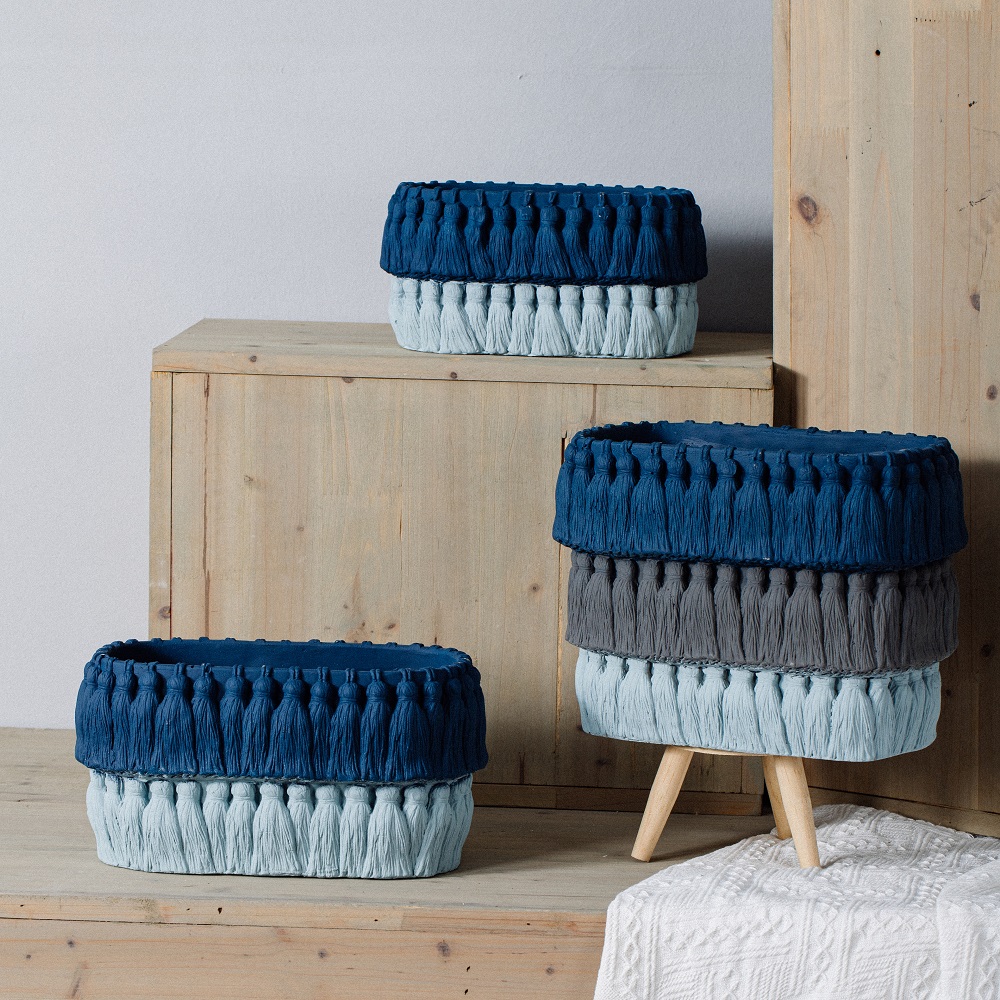 Wholesale indoor outdoor decoration succulent planter pots cheap oval color cement garden flower pots