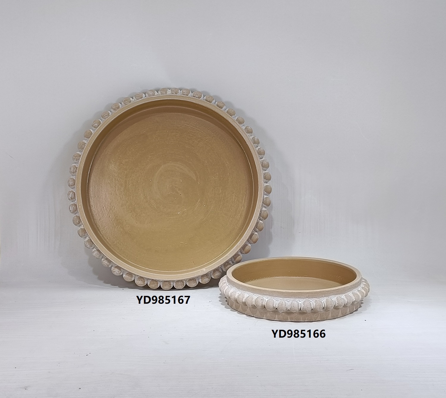 embossed design round dish plates cement decor plate for gift crafts