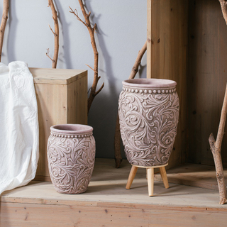 Retro style embossed concrete vase Vintage home decoration cement flower vase flower pot