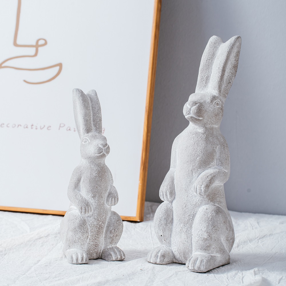 animal shape decoration ornaments Cute rabbit design matte cement home decor 