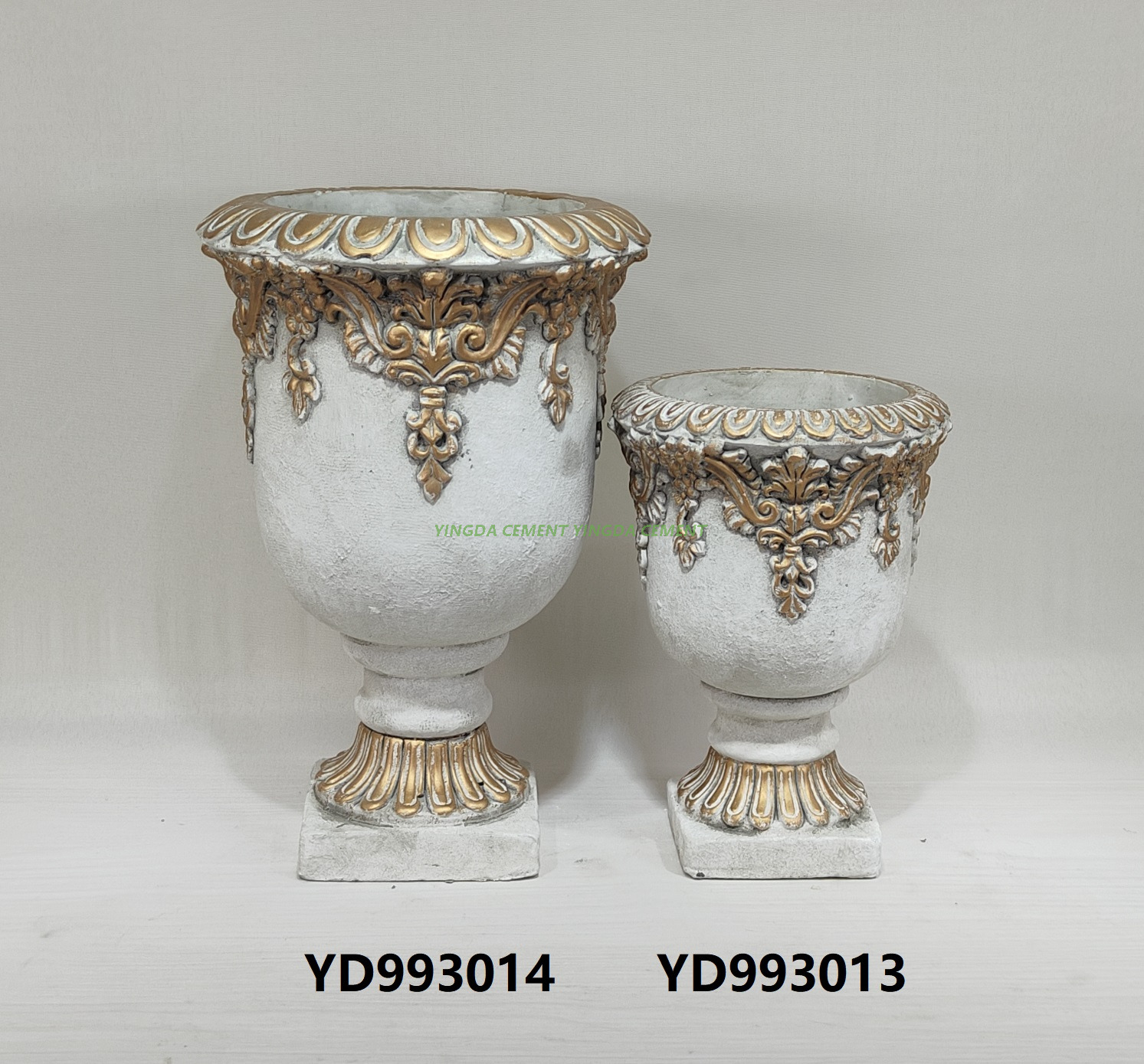 Cement Flower Pot Retro Texture Living Room Decoration Round Cement Flowerpot Basin Tall Pot Cement Plant Pot