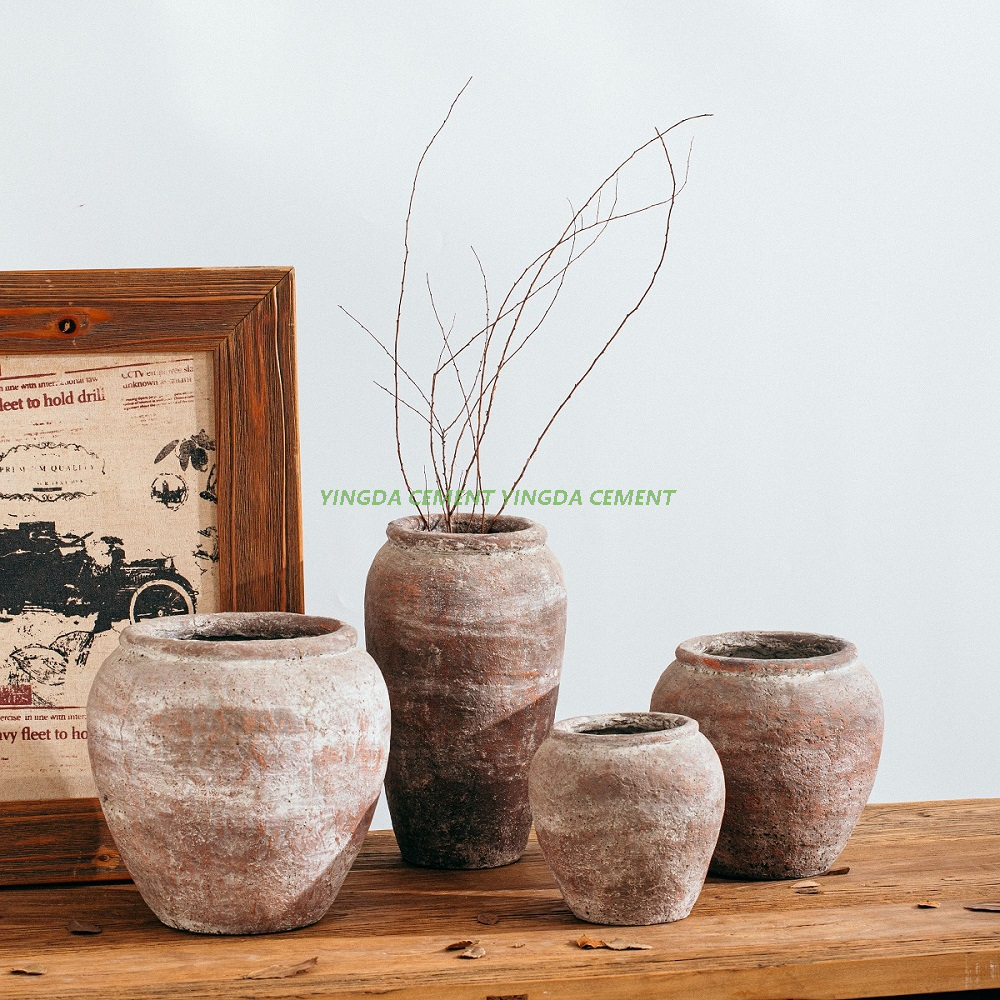 Home Garden Antique Cement Plant Pot Matte Table Flower Pots Planter