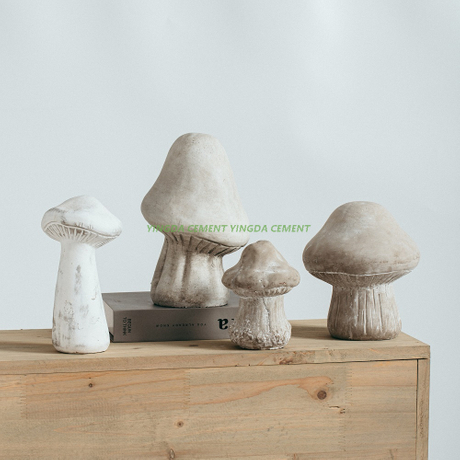 New Style Modern Creative Grey White Mushroom Shape Decoration Ornaments Matte Cement Home Decor