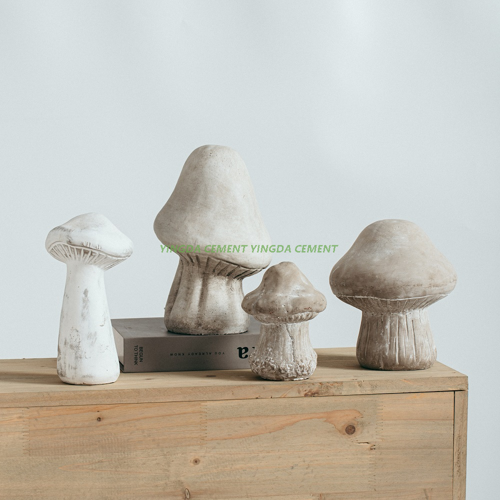 New Style Modern Creative Grey White Mushroom Shape Decoration Ornaments Matte Cement Home Decor