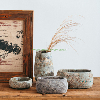 Home Garden Antique Cement Plant Pot Matte Table Flower Pot Planter