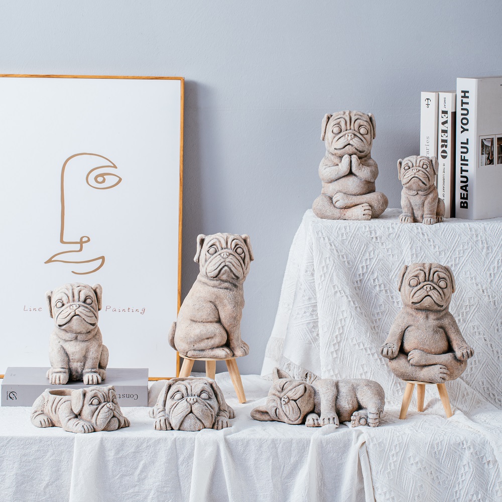 old looking animal shape cement decor ornamentcute dog design cement home decoration 