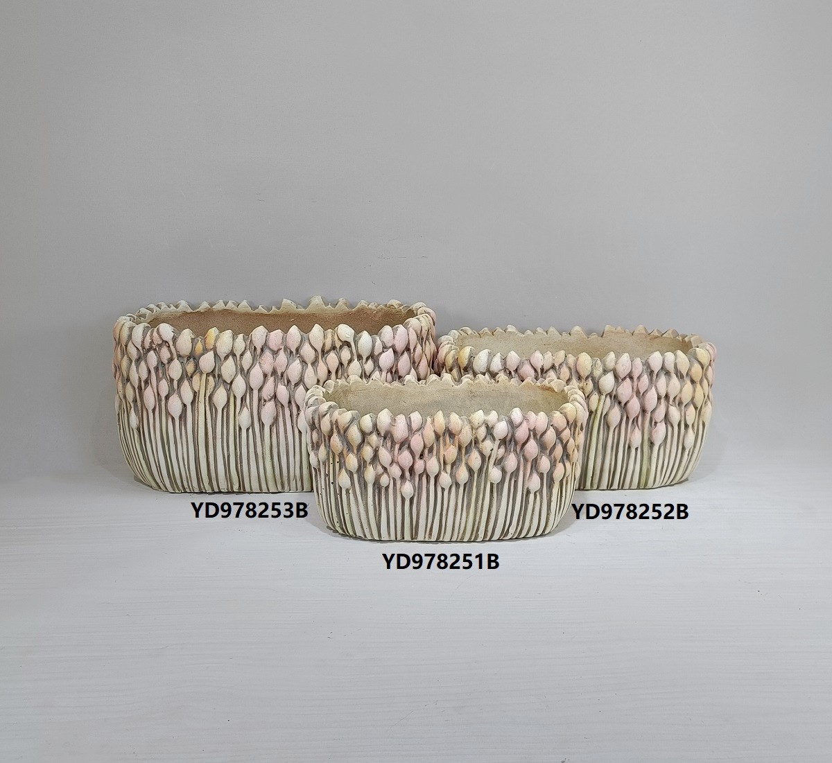 Creative emboss design succulent planters container green concrete flower pot molds cement pot