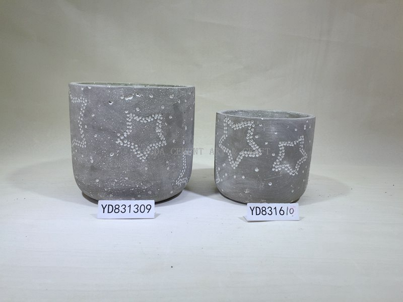 Snow Sculptural Concrete Christams Gift Round Plant Pots