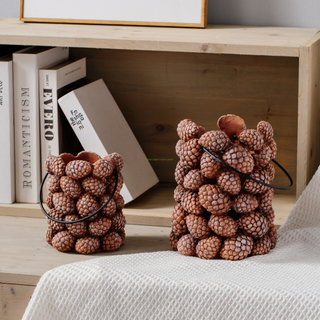  Creative Cement Pine-cone Design Art Sculpture Desktop Porcelain Plant Pot Cement Flower Vase for Home Decoration