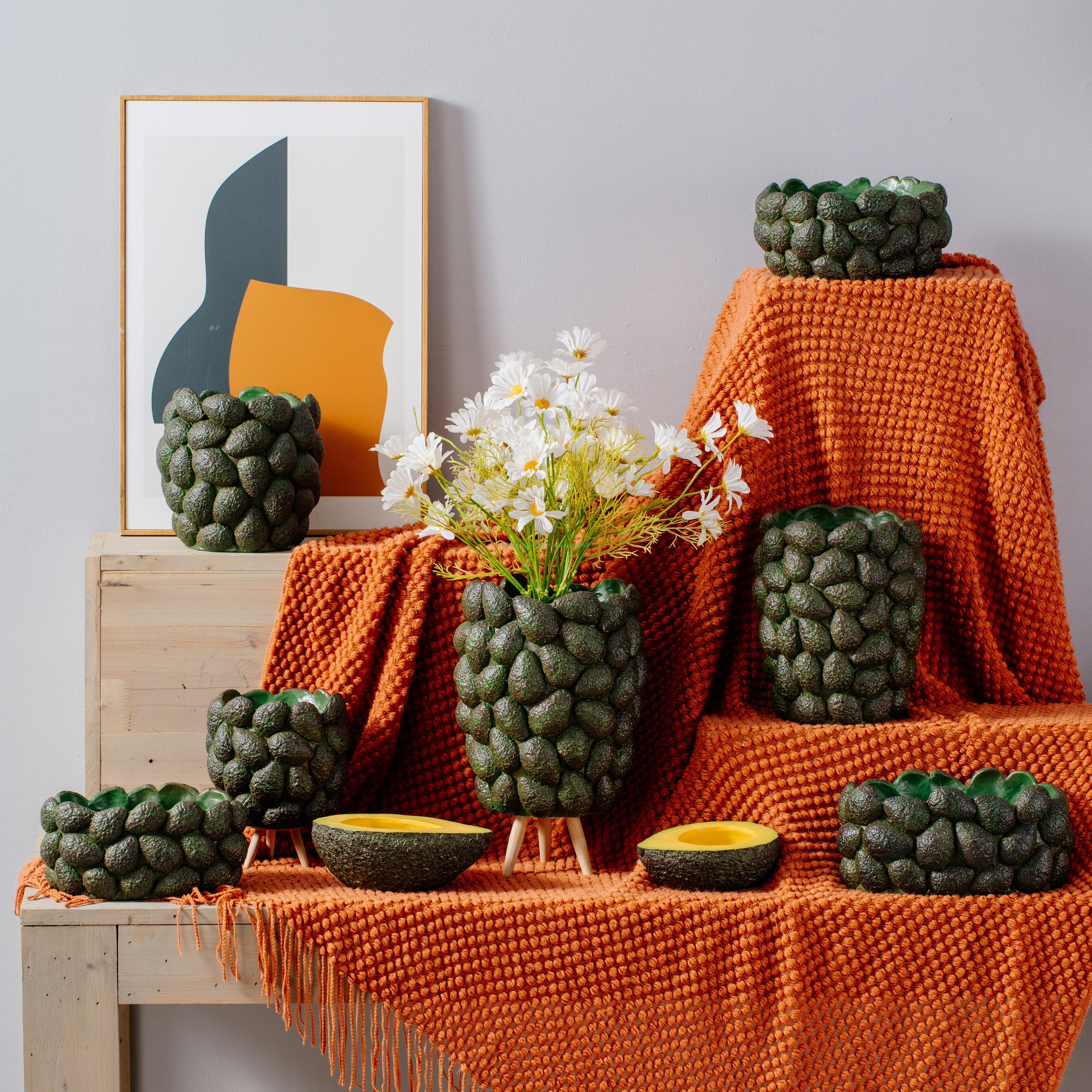 Generous Simple Black and White Spotted Cement Flower Pot for Indoor and Outdoor for Green Plants Balcony Living Room Garden