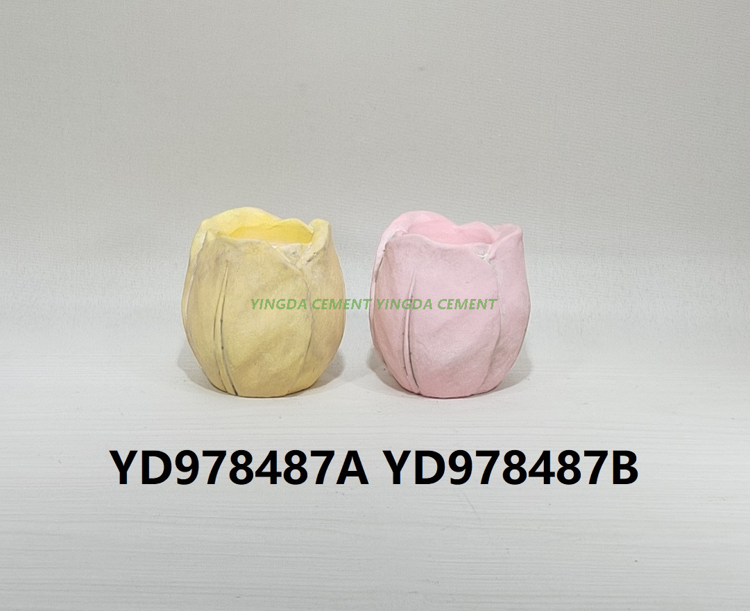 Cement Tulip-shaped Planter Garden Home Decoration Cement Candle Holder