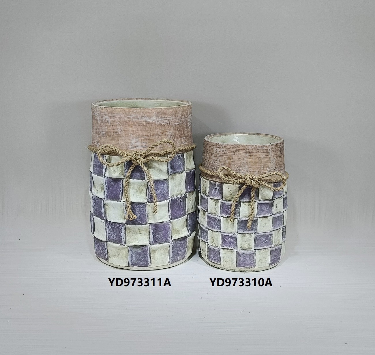 High quality creative relieved check pattern nordic home tabletop vases decoration cement flower vase
