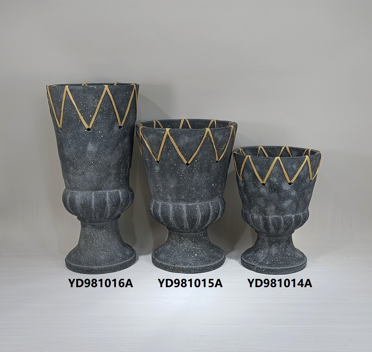 indoor tabletop modern home decor black matte cement flowers vase urn pot