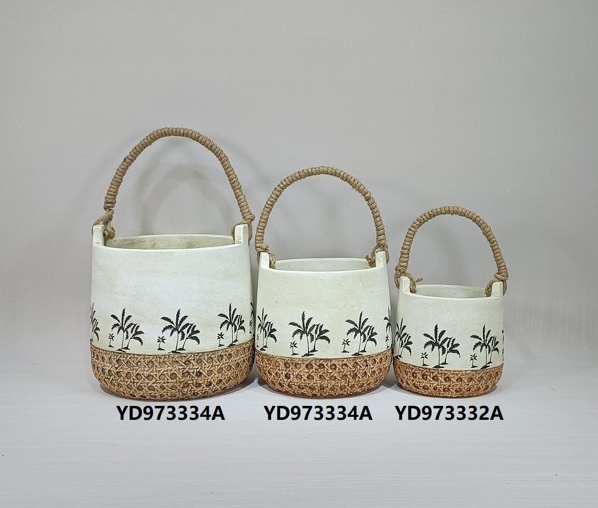 Modern novelty balcony decoration floating cement flower pot hanging planter pots with handle