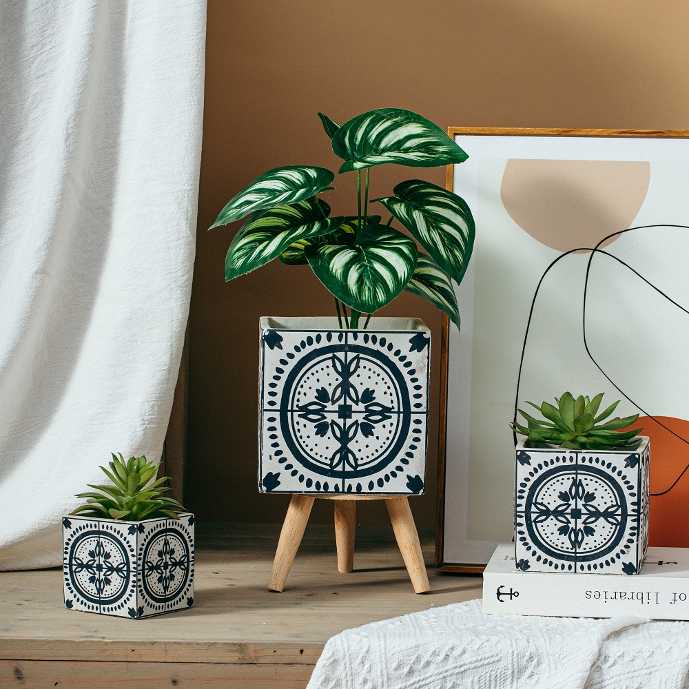 High quality factory direct sales black small planter pot cement concrete plant flower pots with logo