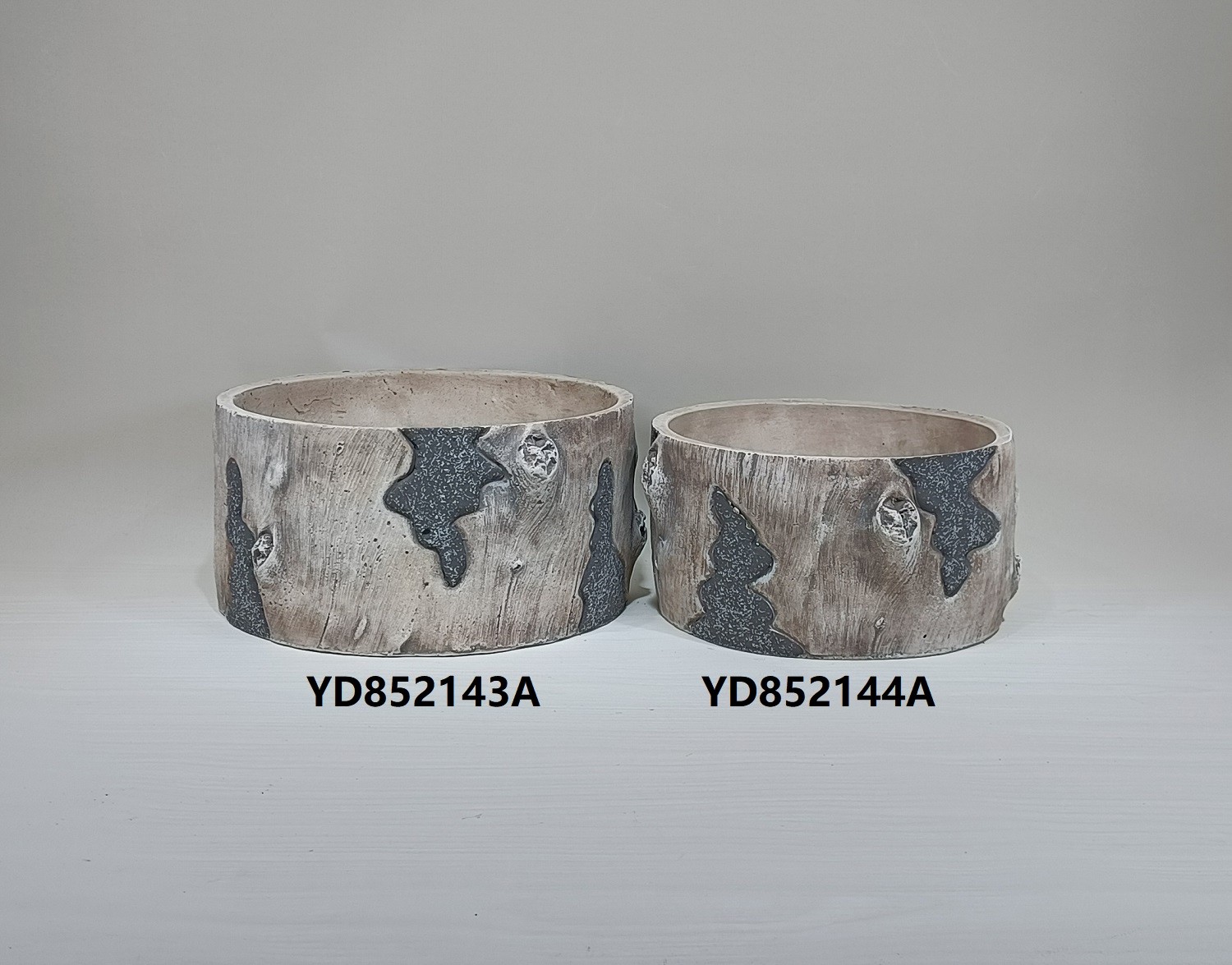 Pastoral handmade decoration tree design wholesale plant pots cement flower pot for garden