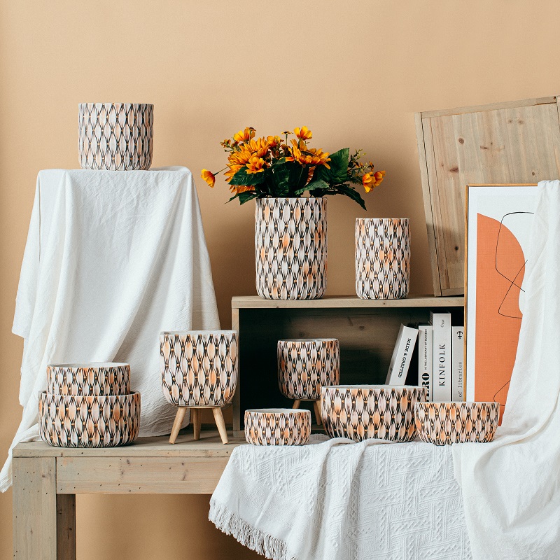 Nordic style unique design popular cement vases plant desktop modern vase for home decor