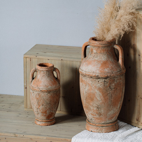 Retro style antique clay pottery garden decorative terracotta vases matte cement flower vase