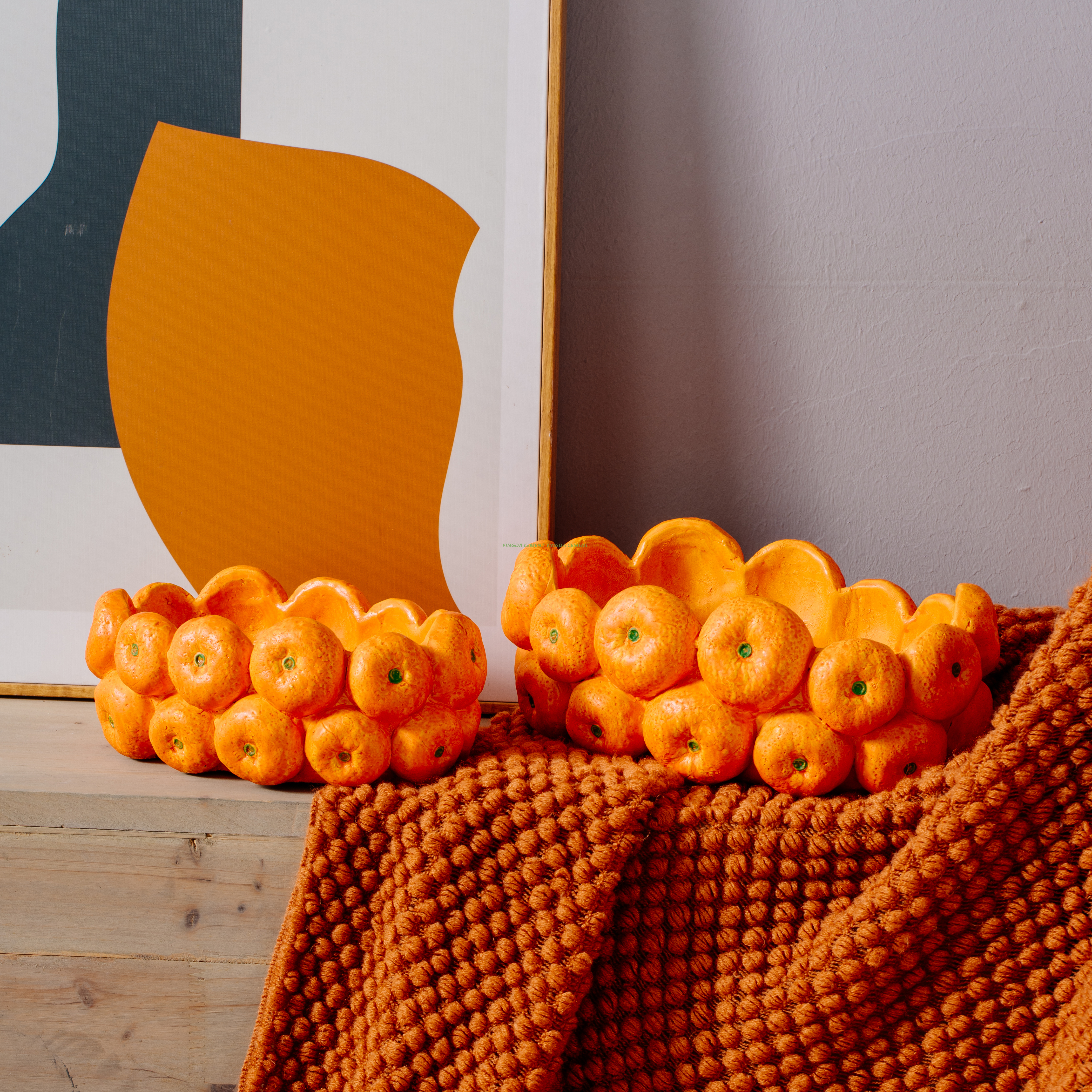 New design home balcony decorative handicraft fruit pattern succulent pots garden terracotta planter flower pots with tray