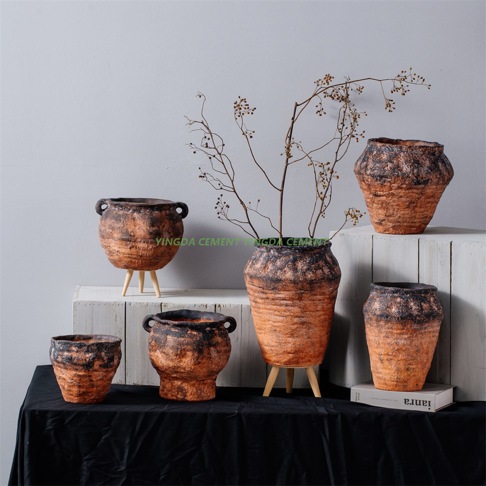  Fashion design outdoor indoor cement plant pot handmade concrete flower pot for garden