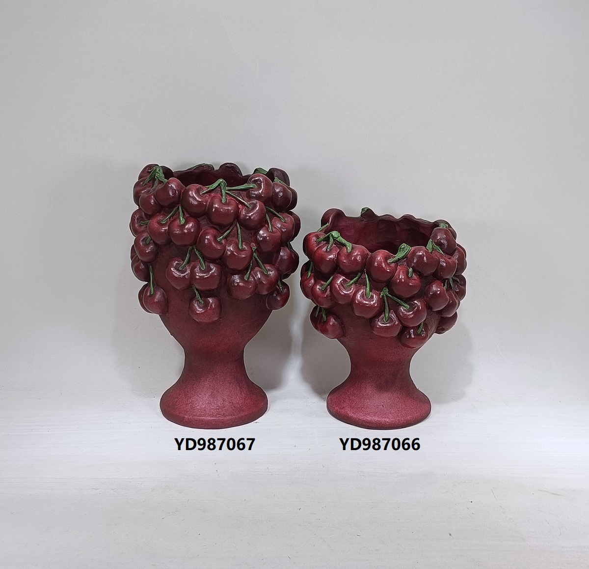Popular fruit design cherry shape Concrete Vase Embossed modern cement vase