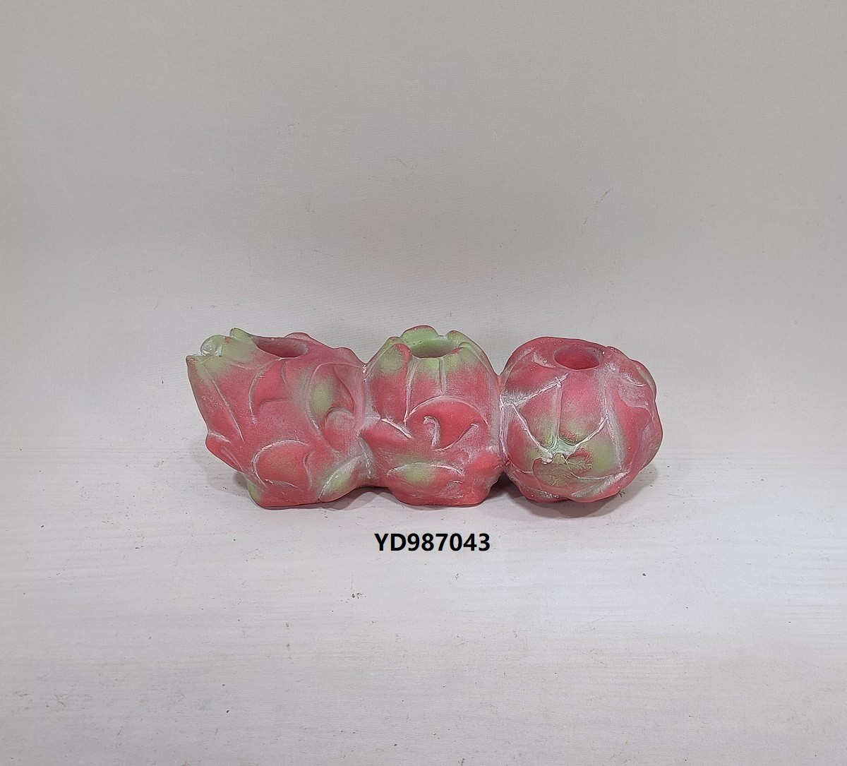  Embossed modern cement candle holder fruits design Dragon fruit shape candle holder for gift crafts